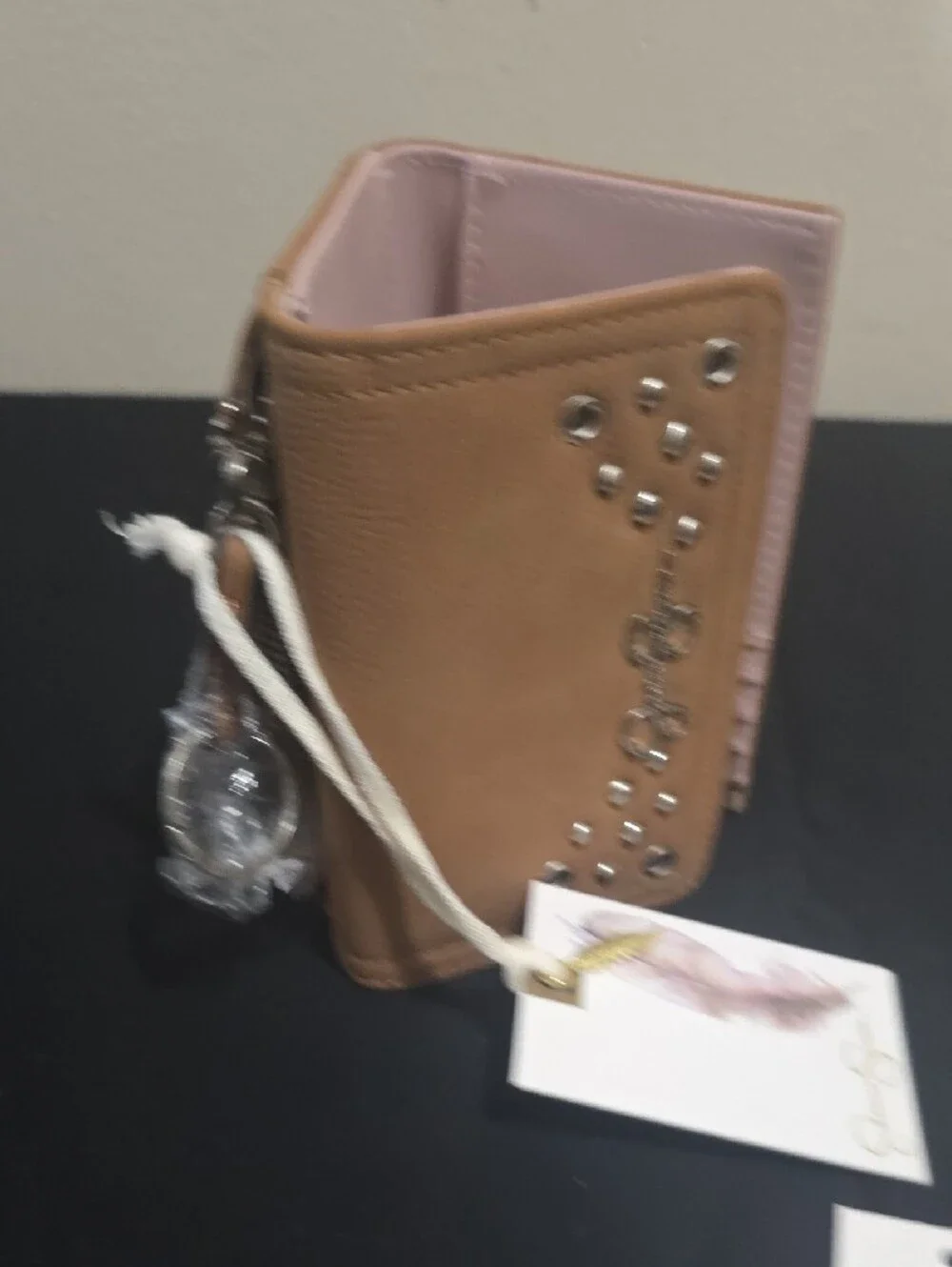 Jessica Simpson Caramel Wallet with Silver Studs